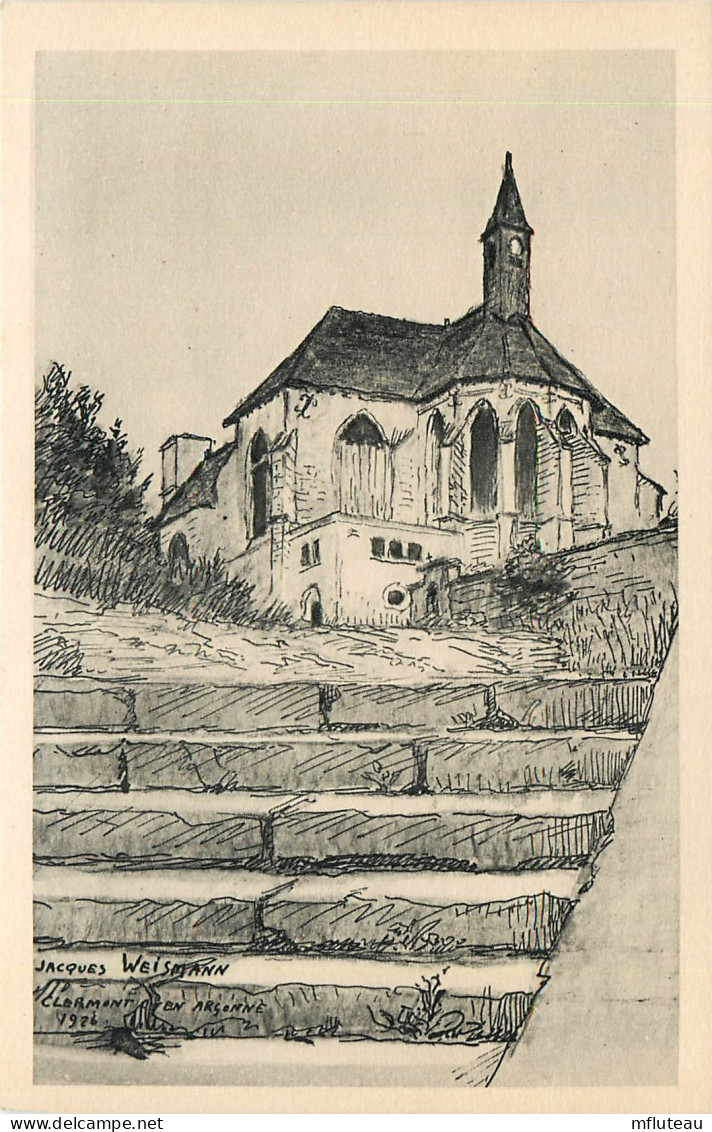 55* CLERMONT S/ARGONNE  L Eglise (illustree Weismann)     RL25,0250 - Clermont En Argonne