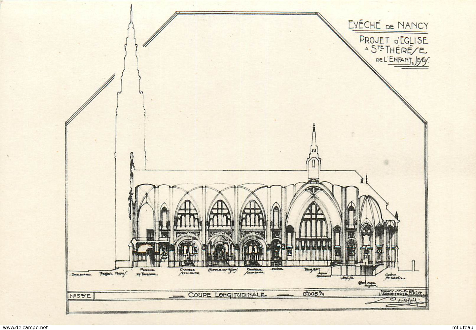 54* NANCY   Projet Eglise 'ste Therese » (dessin) RL25,0134 - Nancy