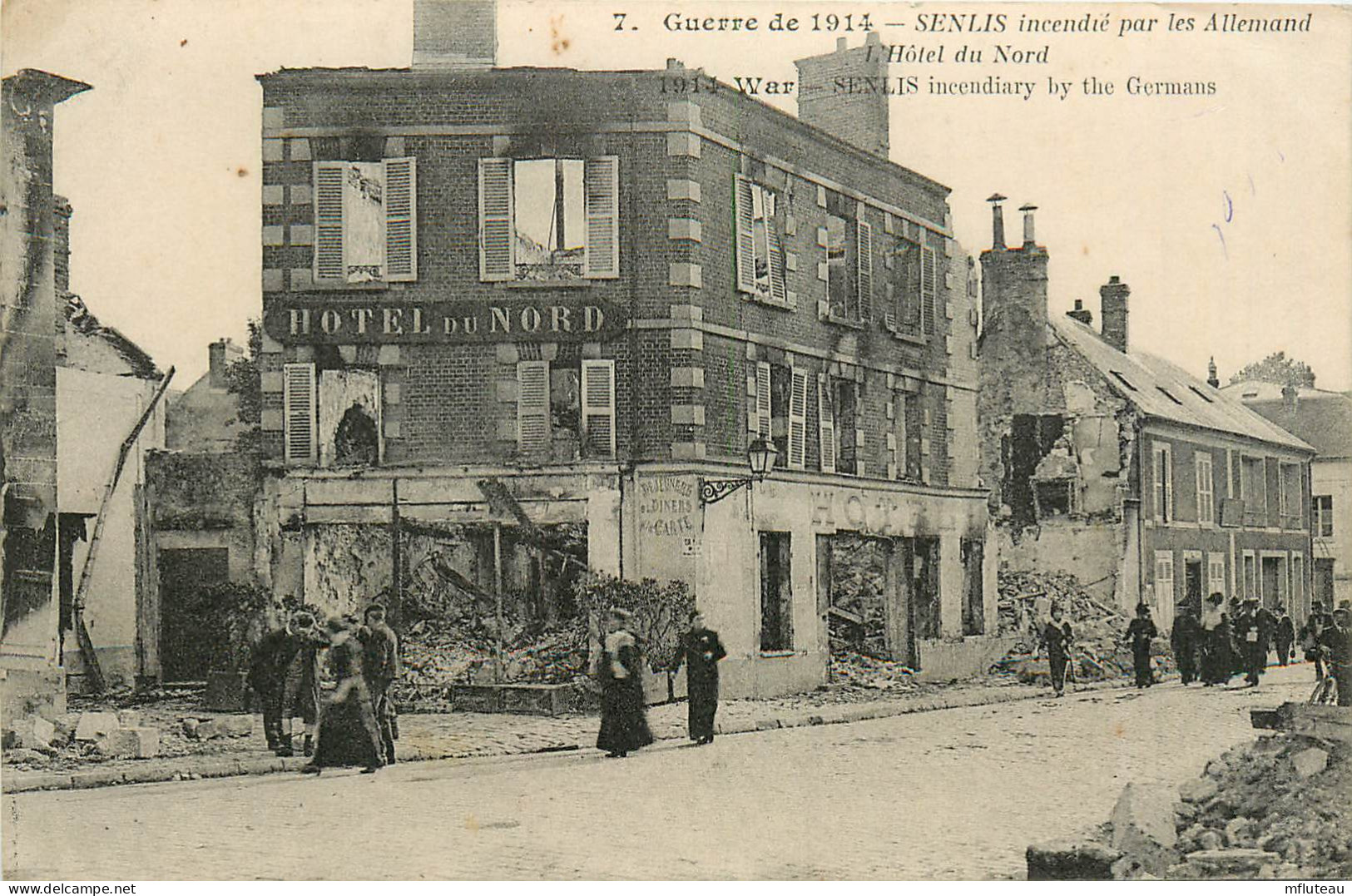 60* SENLIS    Hotel Du Nord Incendie -WW1    RL25,1495 - Guerre 1914-18