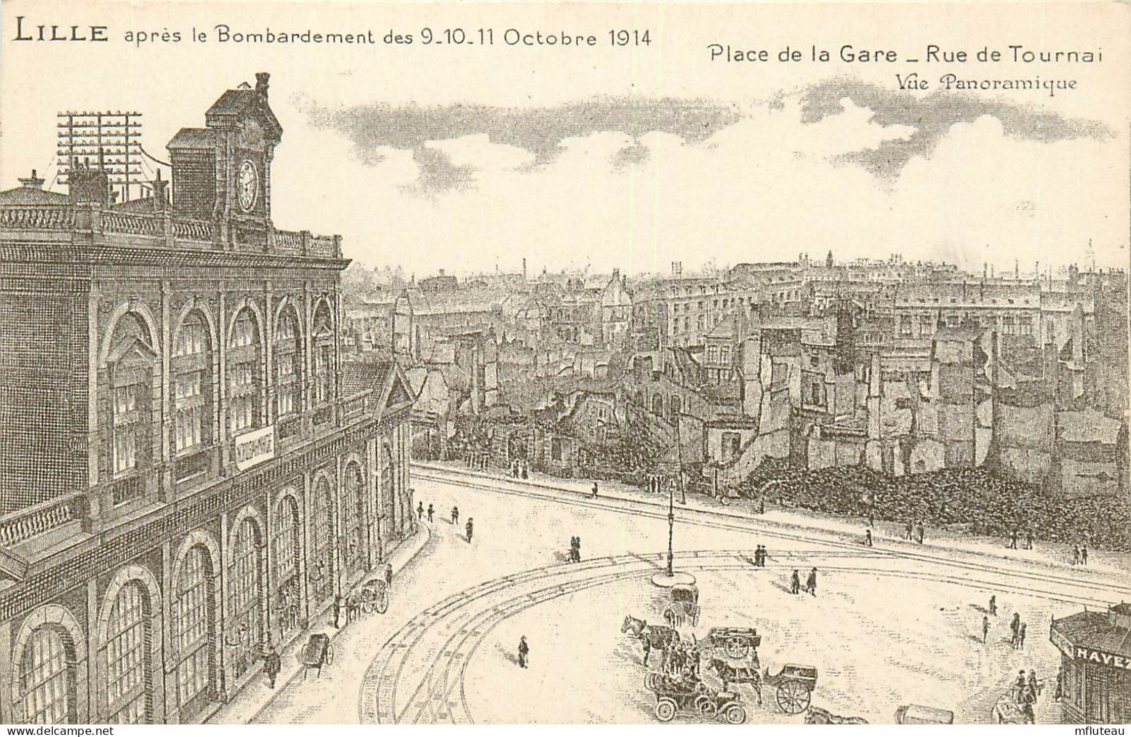 59* LILLE   Apres Bombardement Octobre 1914 WW1 (dessin)    RL25,1226 - Guerre 1914-18