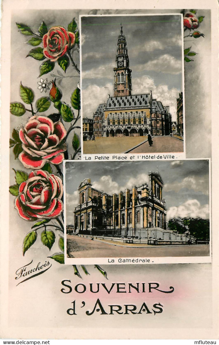 62* ARRAS  Souvenir *   Hotel De Ville – Cathedrale CPSM  (format 9x14cm)     RL25,1907 - Arras