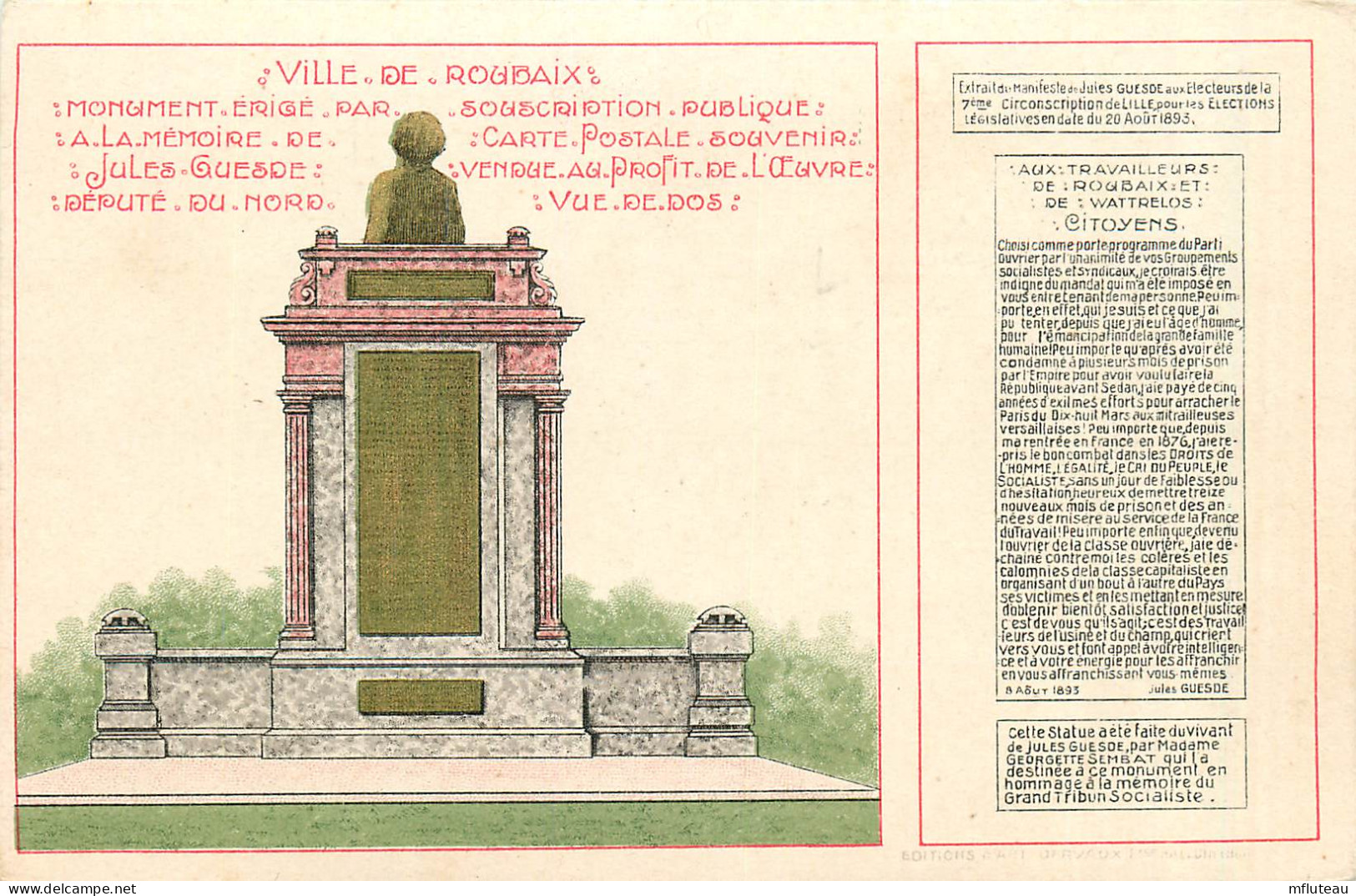 59* ROUBAIX   Monument Jules Guesde   RL37.1240 - Roubaix