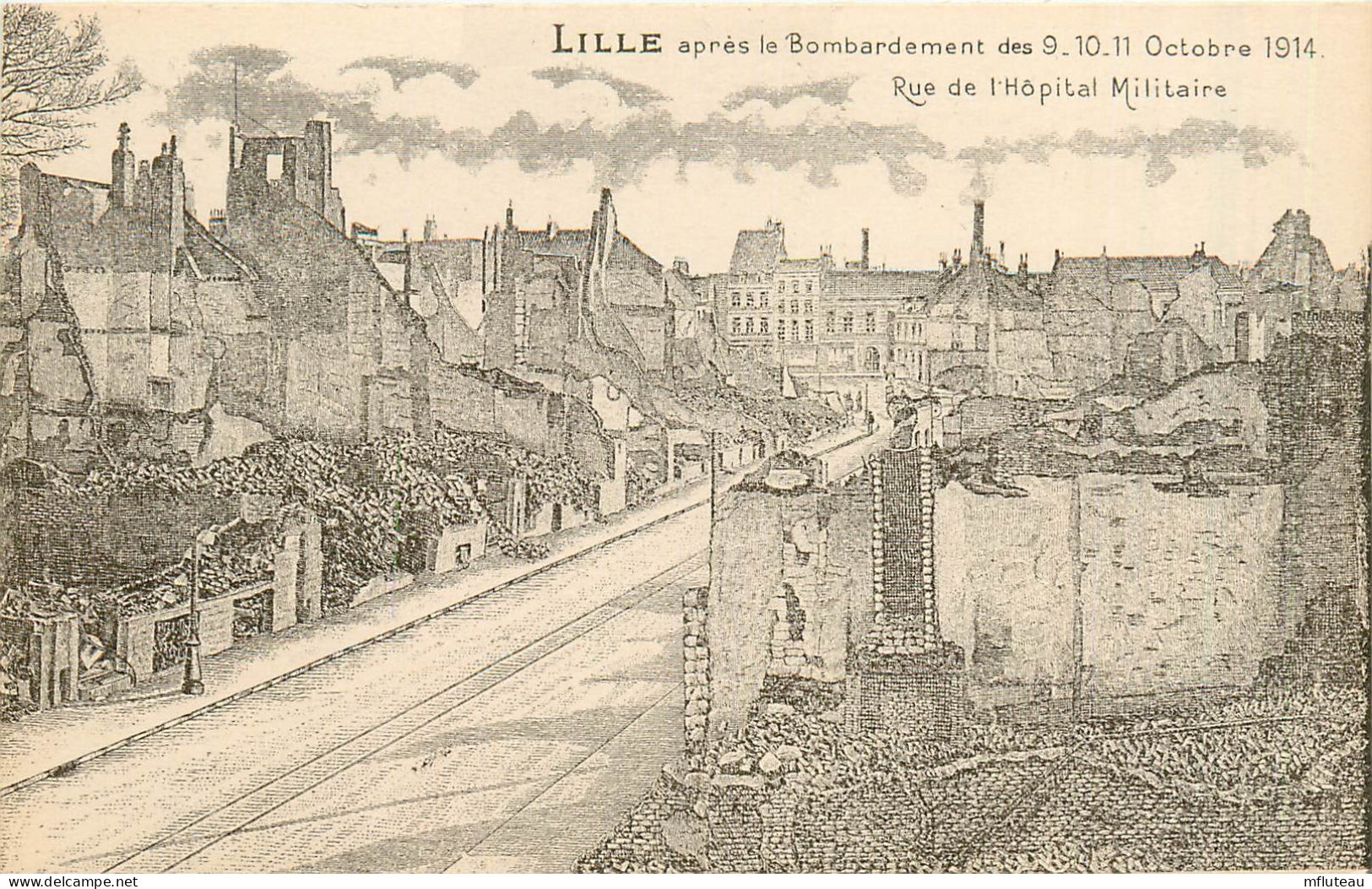 59* LILLE  Bombarde 1914   Rue Hopital  Militaire   RL37.1090 - Guerre 1914-18