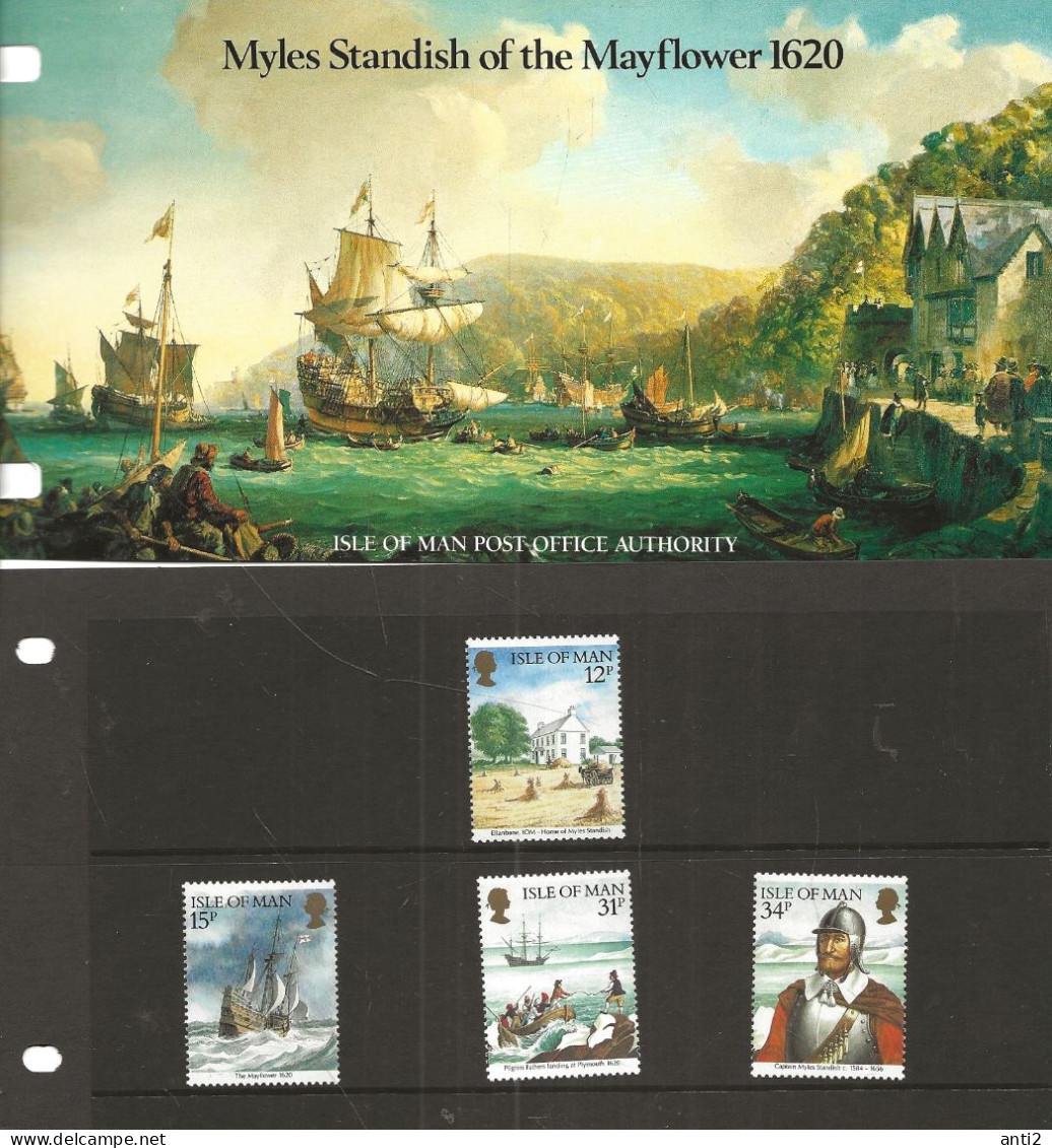 Isle Of Man 1986 Historical Links With America: Myles Standis, Mayflower., Mi 313-316 In Folder MNH(**) - Man (Ile De)