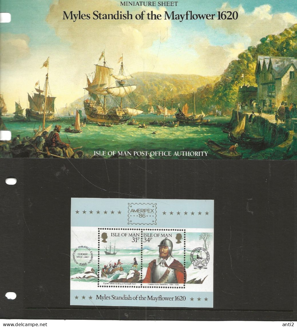 Isle Of Man 1986 Historical Links With America: Myles Standis, Mayflower., Mi  Bloc 8 In Folder MNH(**) - Man (Eiland)