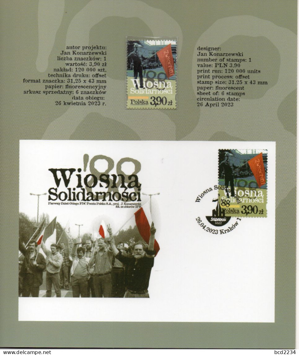 POLAND 2023 POST OFFICE LIMITED EDITION FOLDER: SOLIDARITY SPRING 35TH ANNIV STRIKE LENIN STEELWORKS GDANSK SOLIDARNOSC - Lettres & Documents