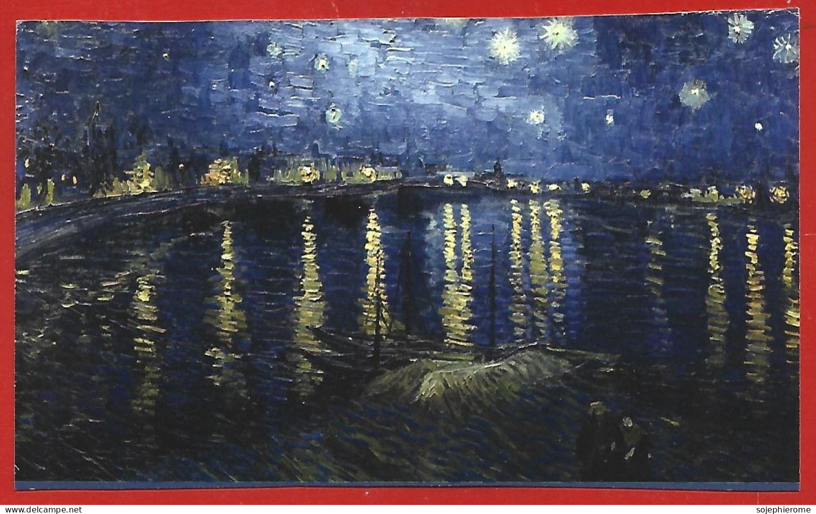 "La Nuit étoilée Sur Le Rhône" 1888 Par Vincent Van Gogh (1853-1890) 2scans Photo Cartonnée 15,2 Cm X 9 Cm - Lugares