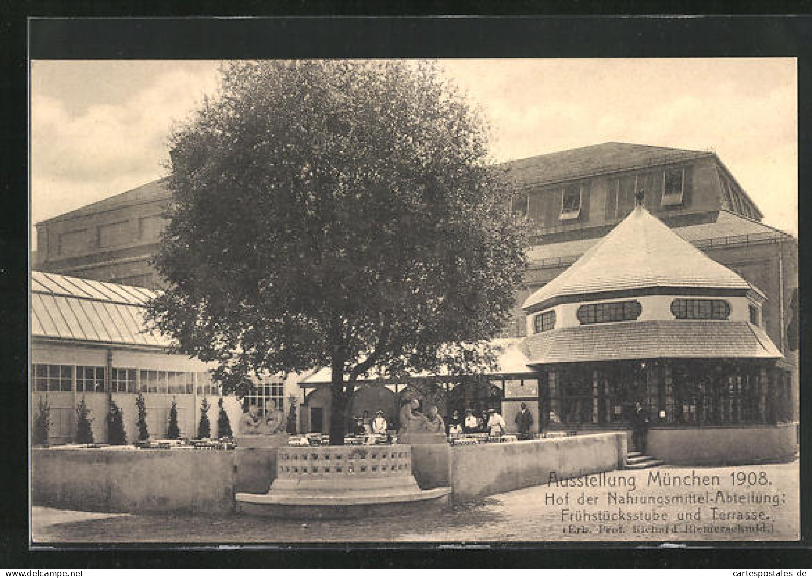 AK München, Ausstellung 1908, Hof Der Nahrungsmittel-Abteilung: Frühstücksstube Und Terrasse  - Expositions