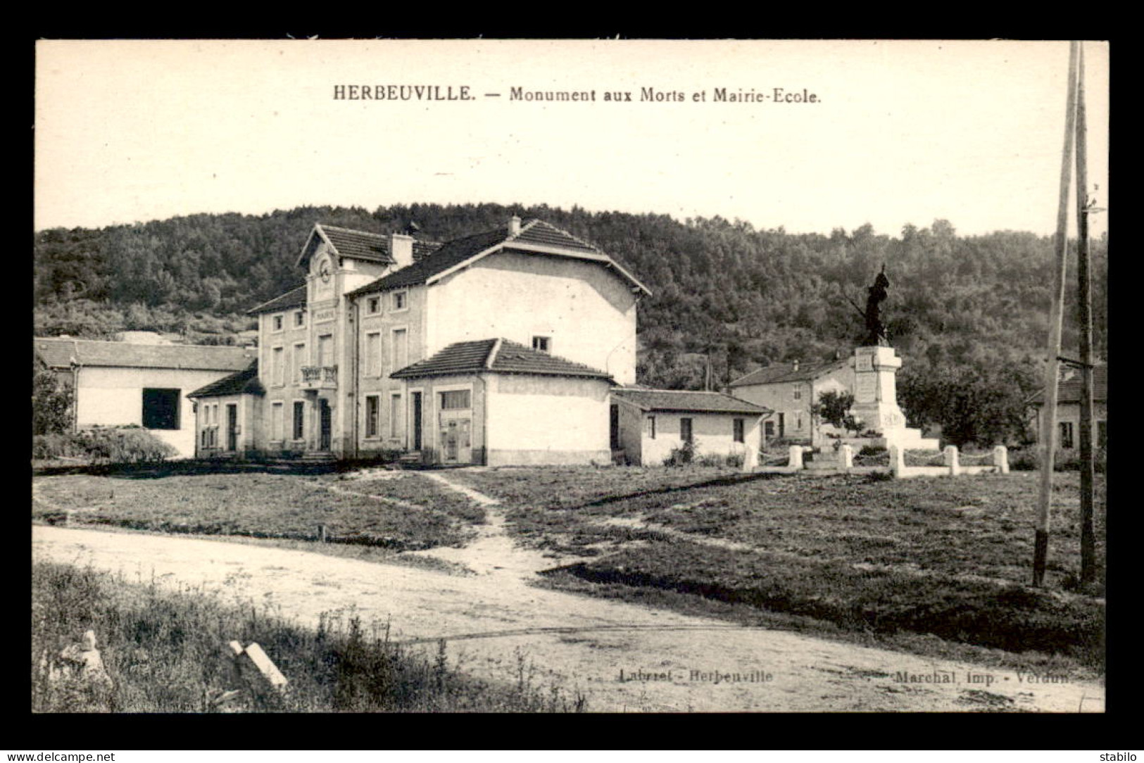 55 - HERBEUVILLE - MONUMENT AUX MORTS ET MAIRIE-ECOLE - EDITEUR MARCHAL - Other & Unclassified