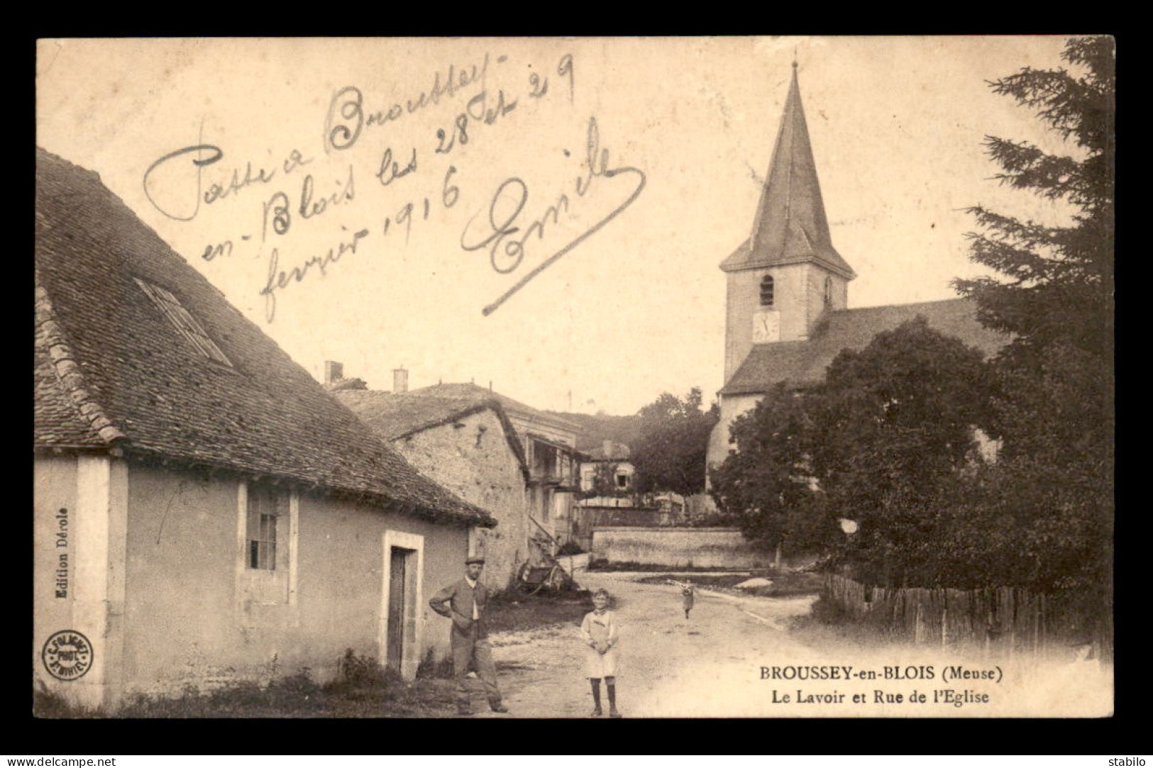 55 - BROUSSEY-EN-BLOIS - LE LAVOIR ET LA RUE DE L'EGLISE - EDITEUR DEROLE - Other & Unclassified