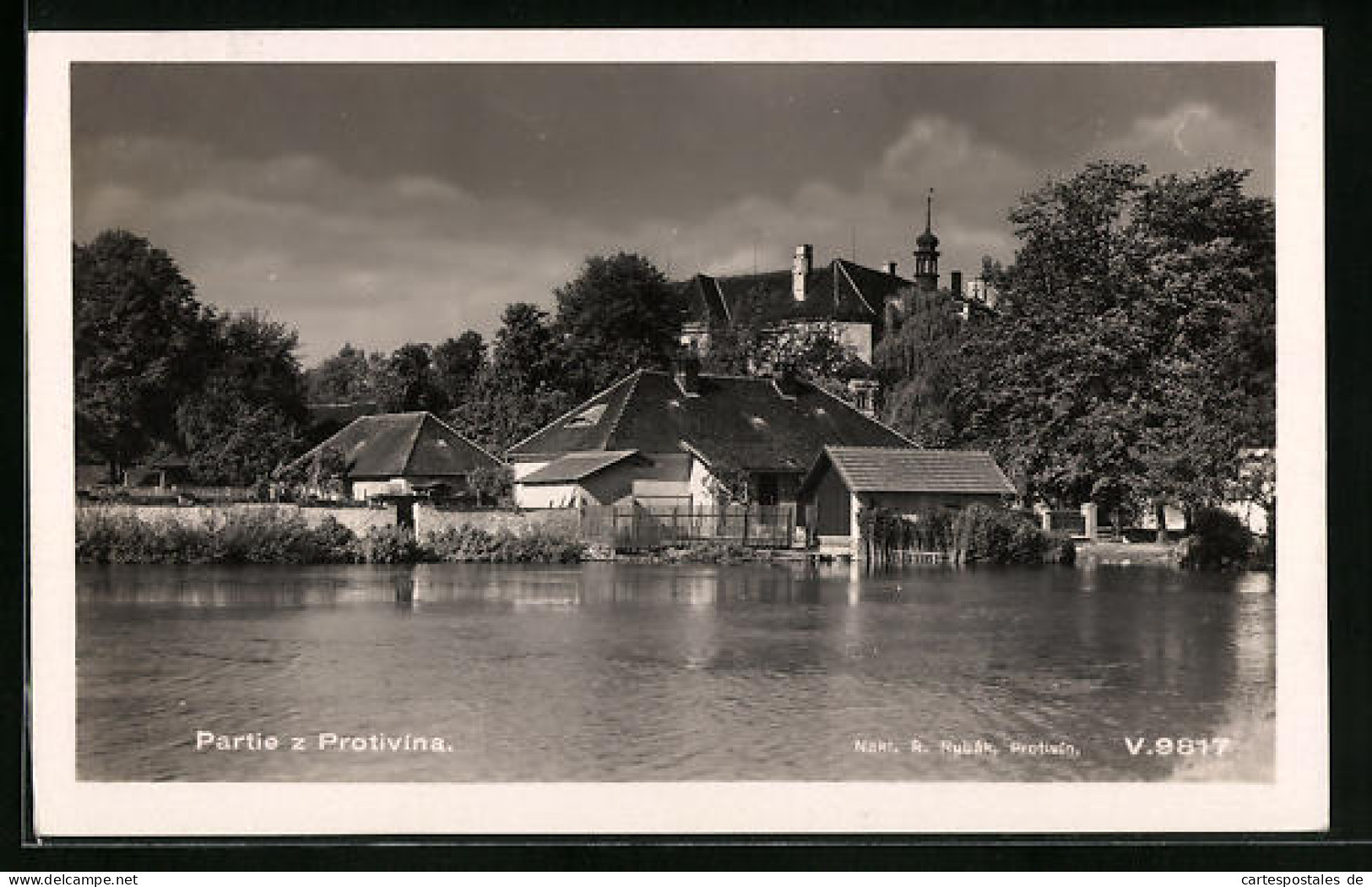 AK Protivin, Häuser Am Ufer, Blick Zum Schloss  - Tschechische Republik