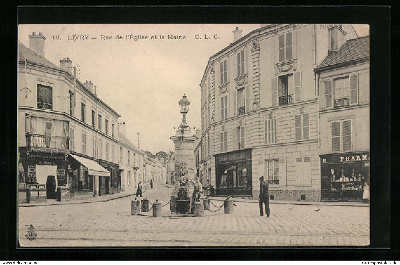CPA Livry, Rue De L`Eglise Et La Mairie  - Other & Unclassified