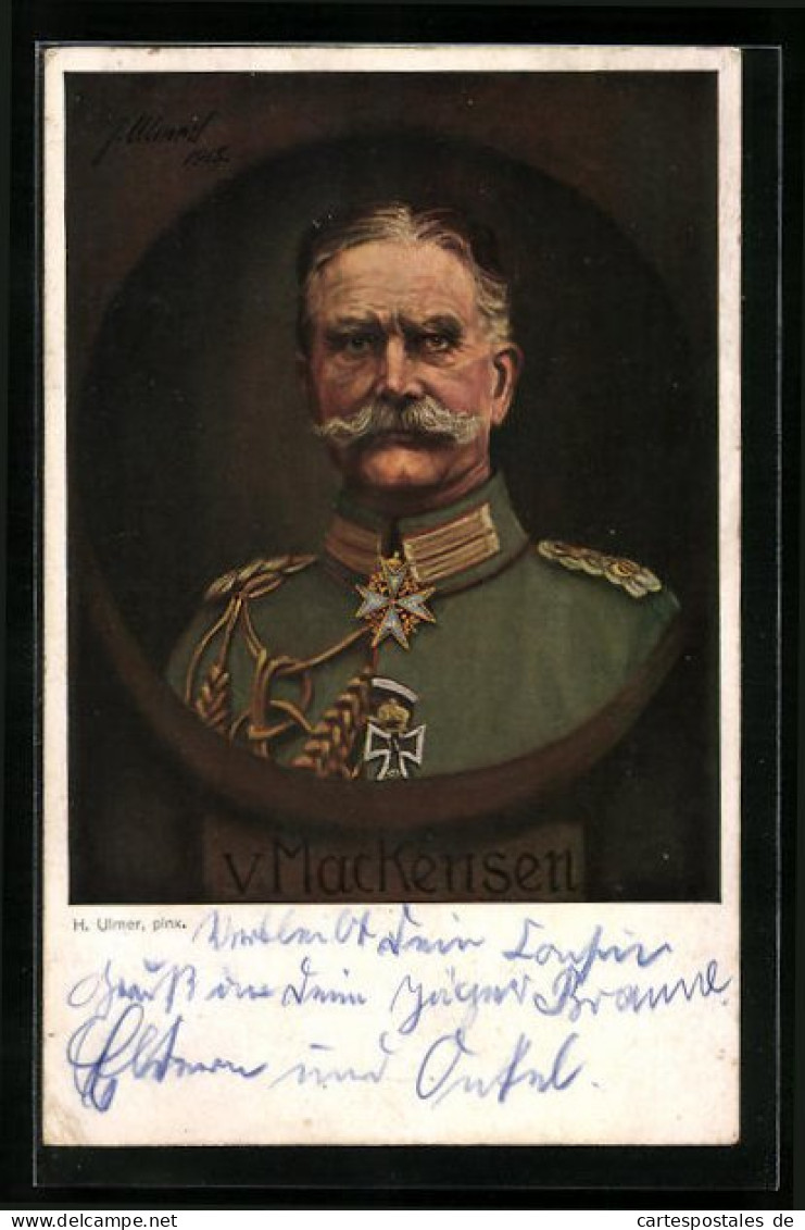 Künstler-AK Eberhard Von Mackensen, Portrait Des Heerführers Mit Eisernem Kreuz  - Guerre 1914-18