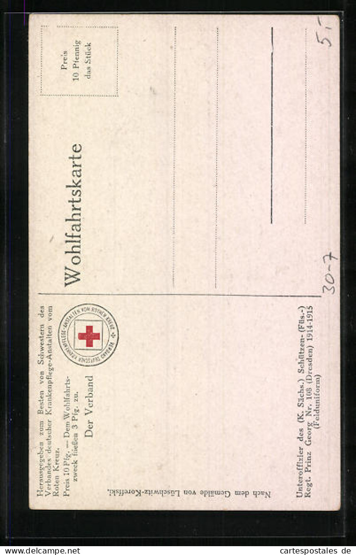 Künstler-AK Unteroffizier Des K. Sächs. Schützen-Regt. Prinz Georg Nr. 108, Uniform Aus Dem Ersten Weltkrieg  - Guerre 1914-18