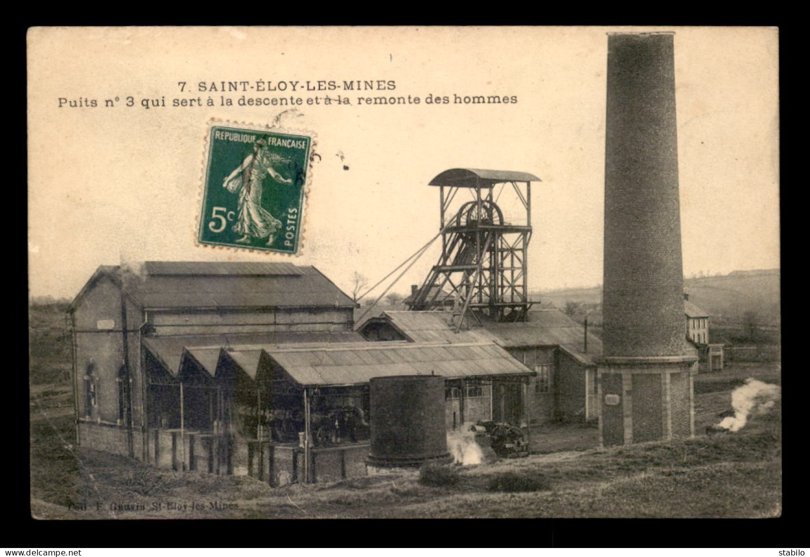 63 - ST-ELOY-LES-MINES - PUITS N°3 QUI SERT AU TRANSPORT DES HOMMES - MINE - Saint Eloy Les Mines