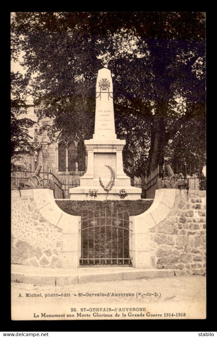 63 - ST-GERVAIS-D'AUVERGNE - LE MONUMENT AUX MORTS - Saint Gervais D'Auvergne
