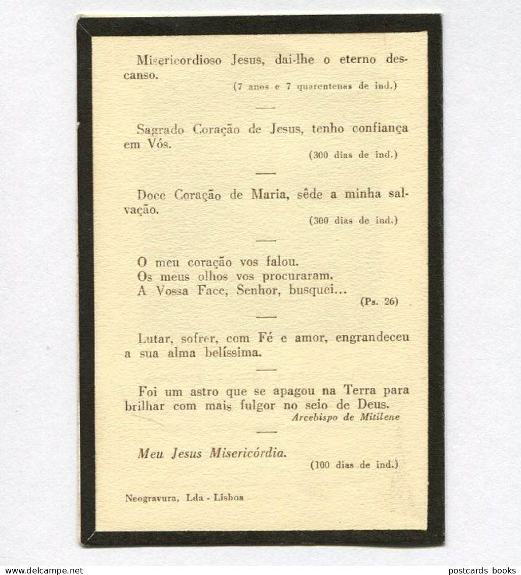 D.AMELIA Orleans Bragança - Cartão Luto Por Morte RAINHA. Memento Decés Derniere Reine / Mourning Last Queen PORTUGAL - Familias Reales
