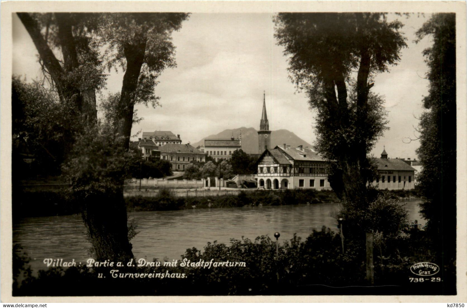 Villach, Partie An Der Drau Mit Stadtpfarrturm - Villach