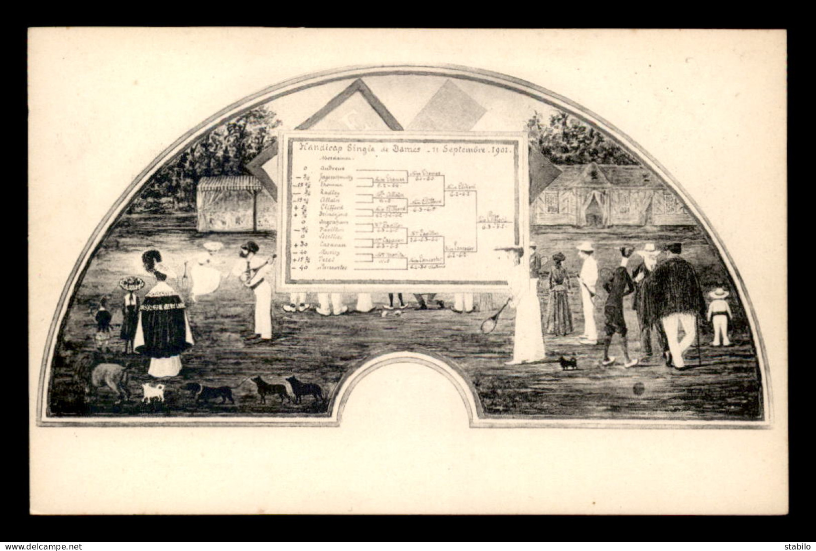 76 - ETRETAT - TENNIS - HANDICAP SINGLE DAMES 11 SEPTEMBRE 1901 - CARTE ILLUSTREE - Etretat