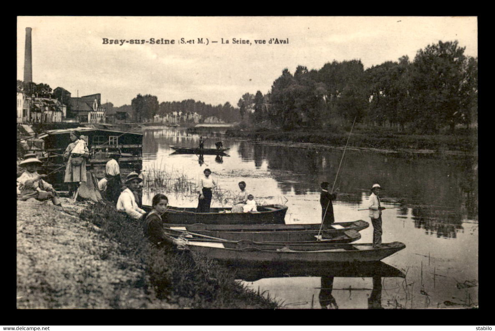 77 - BRAY-SUR-SEINE - LA SEINE VUE D'AVAL - PECHE A LA LIGNE - Bray Sur Seine