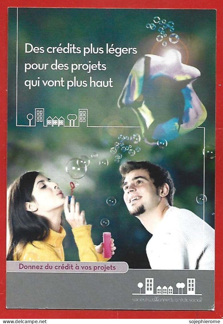 Publicité Société Wallonne Du Crédit Social Charleroi Rue De L'Ecluse 10 Couple Bulles Décomposition De Lumière Blanche - Advertising