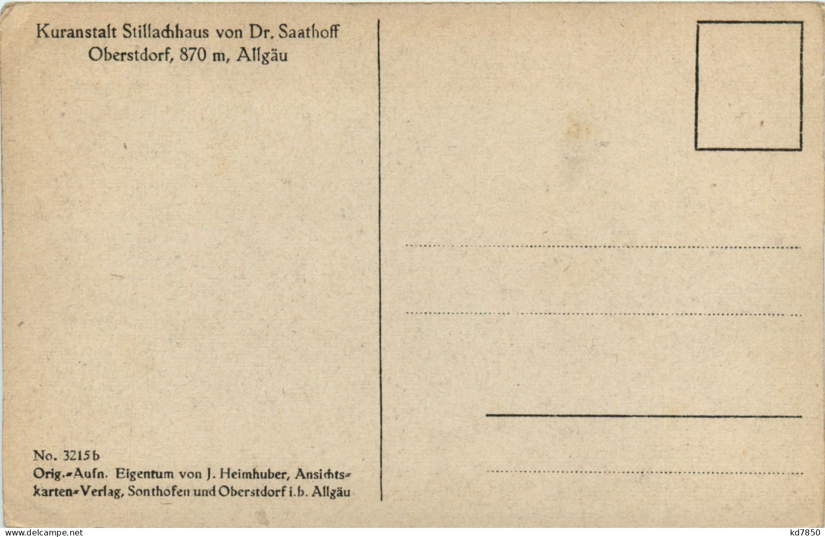 Oberstdorf, Kuranstalt Stillachhaus Von Dr. Saathoff - Oberstdorf