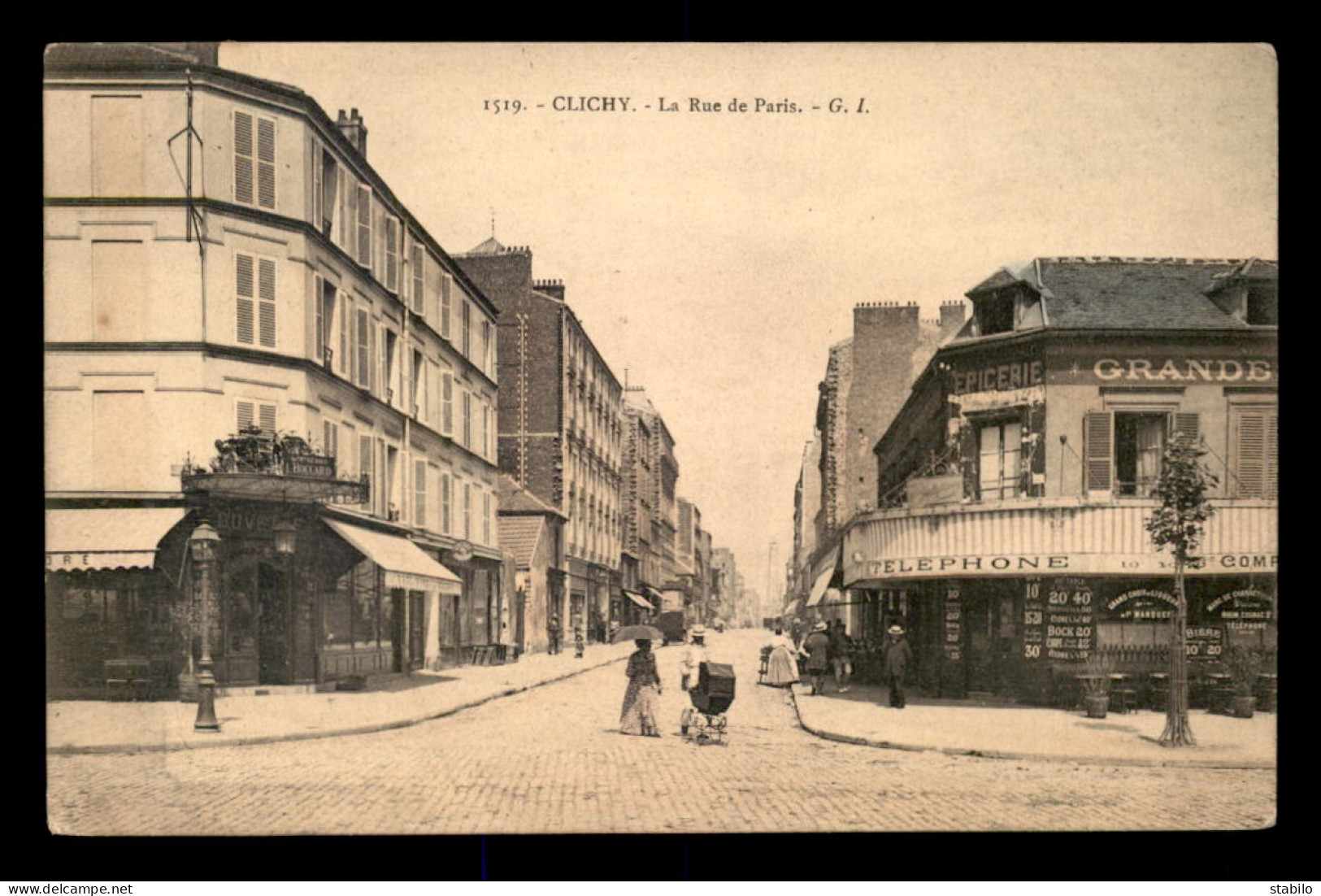 92 - CLICHY - RUE DE PARIS - CAFE L. BOCCARD - CARTE COLORISEE - Clichy