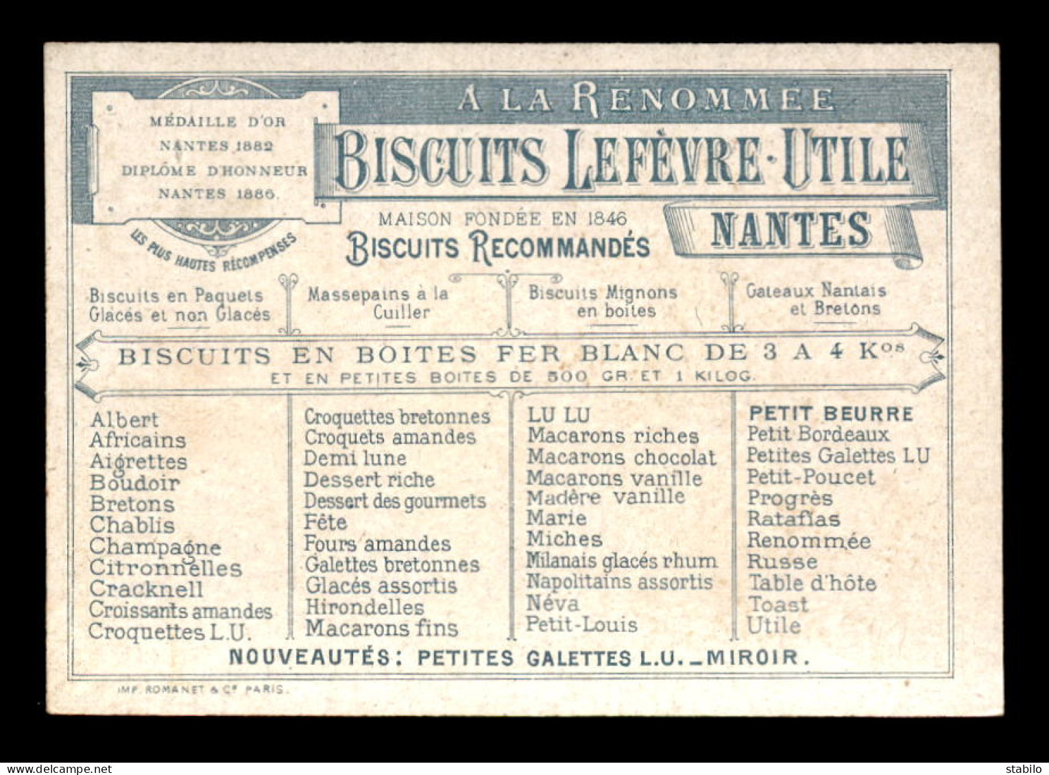 CHROMOS - LEFEVRE-UTILE - LE VERITABLE PETIT BEURRE - MARIN - FORMAT 10.5 X 7.5 CM - Lu