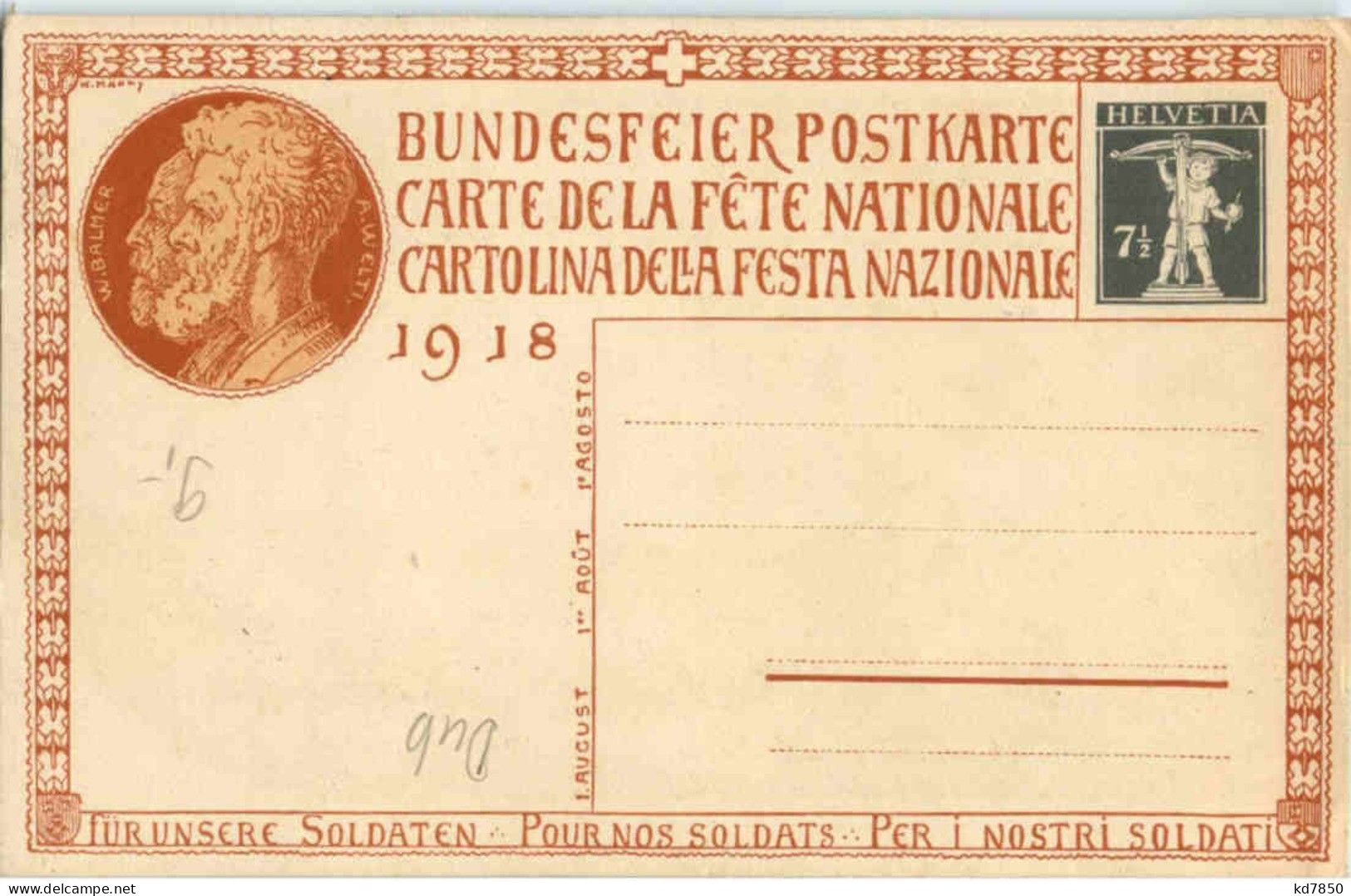 Bundesfeier Postkarte 1918 - Other & Unclassified