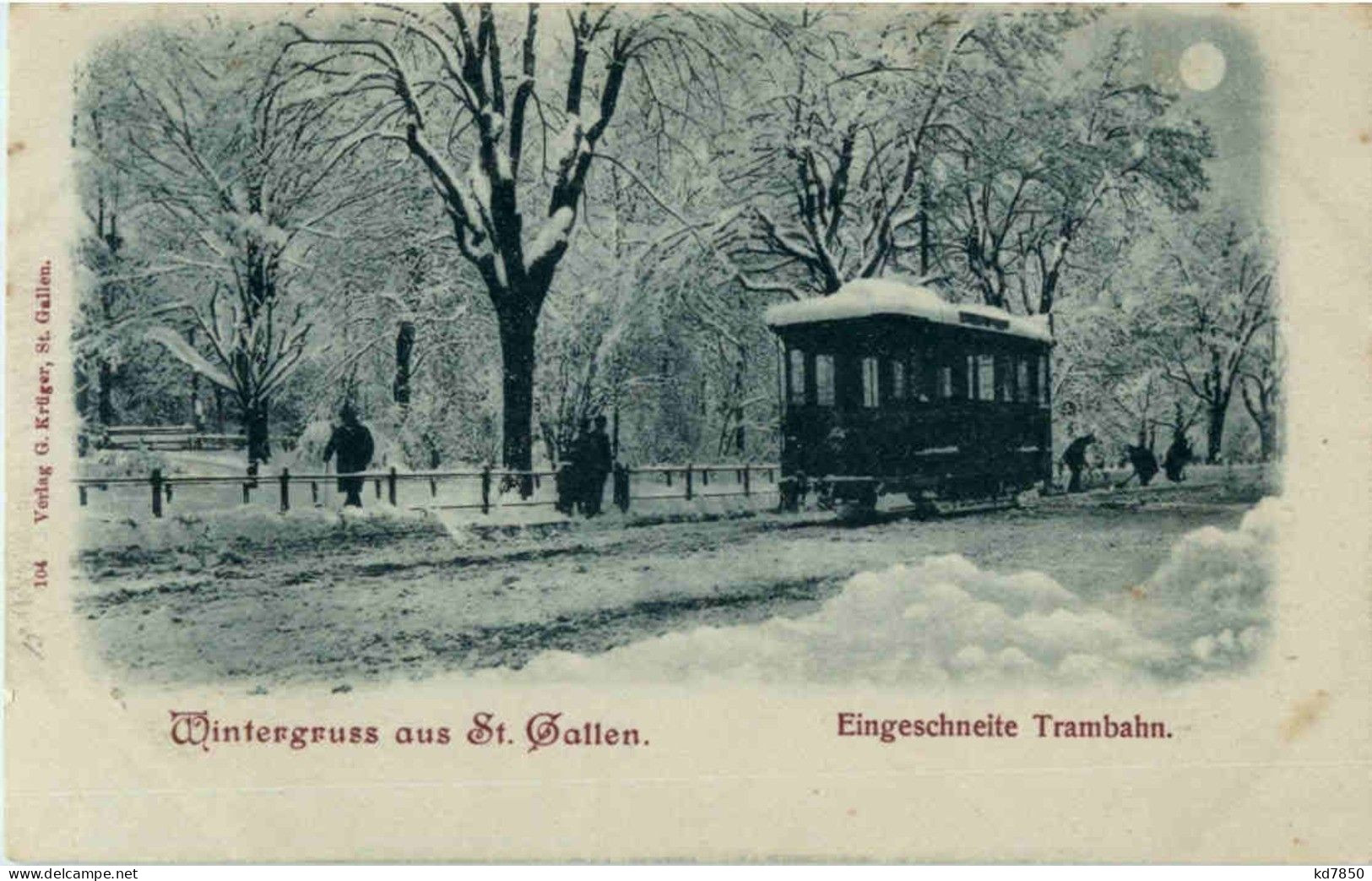 Gruss Aus St. Gallen - Winter Tram - San Gallo