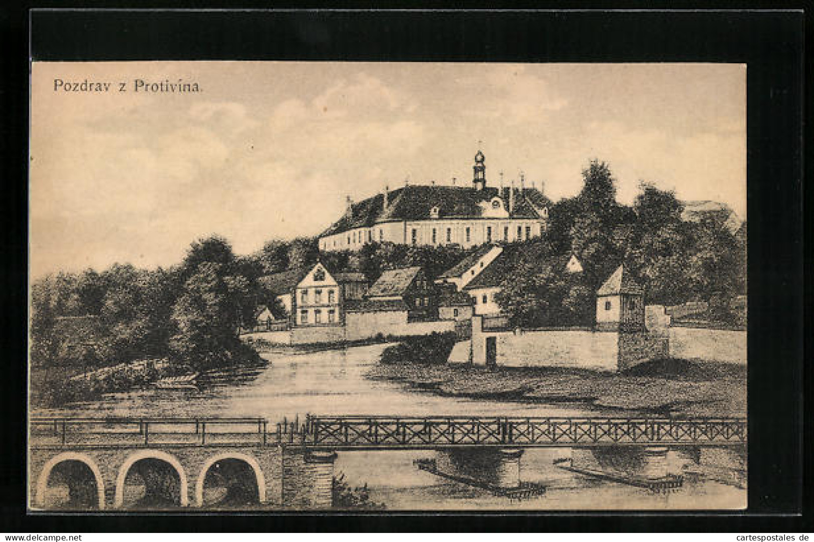 AK Protivin, Das Schloss Von Der Brücke Aus Gesehen  - Tschechische Republik