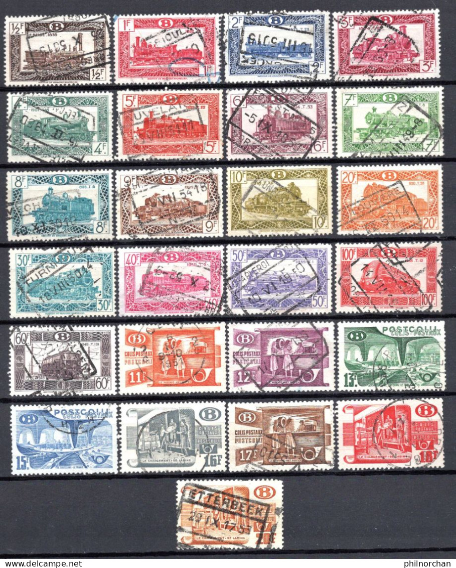 Belgique 1938à1968 Colis Postaux Oblitérés 112 Timbres Différents   3 €  (cote 31,70 €, 112 Valeurs) - Afgestempeld