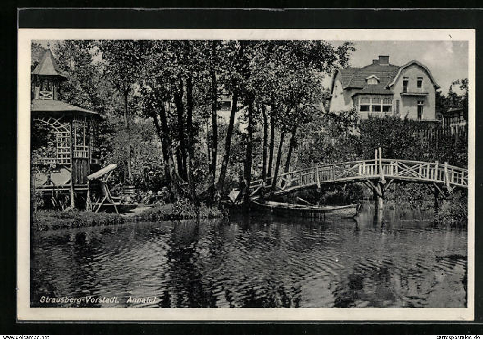 AK Strausberg, Holzbrücke Und Pavillon Im Annatal  - Strausberg