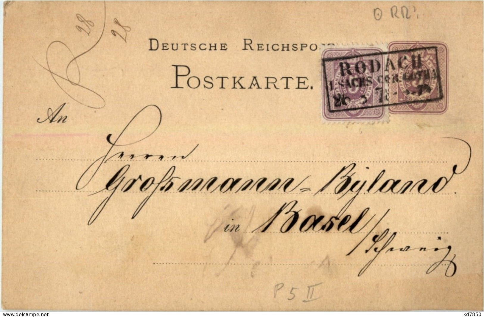 Rodach - Ganzsache 1878 - Autres & Non Classés