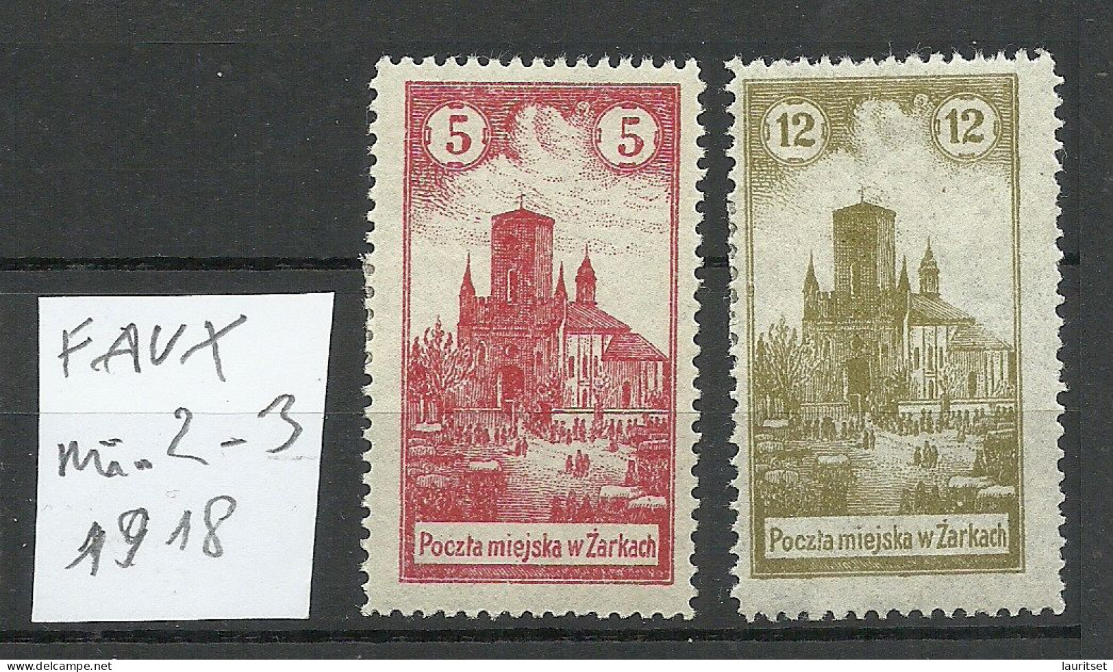 FAUX Poland Polska Polen 1918 Local Post ZARKI Michel 2 - 3 * FAKE Fälschungen - Oblitérés