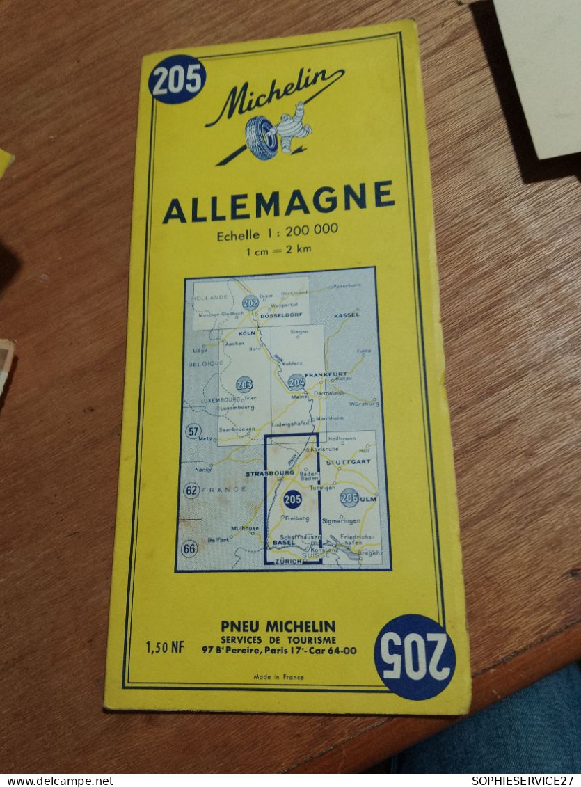 155 / CARTE MICHELIN / ALLEMAGNE  1961 - Wegenkaarten