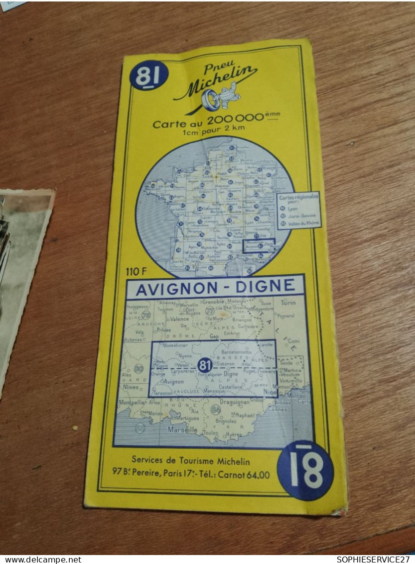 155 / CARTE MICHELIN / AVIGNON - DIGNE 1958 - Strassenkarten