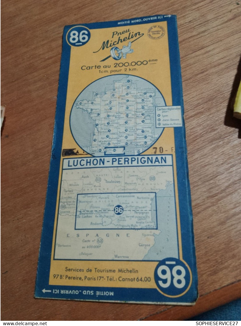 155 / CARTE MICHELIN / LUCHON - PERPIGNAN  1949 - Strassenkarten