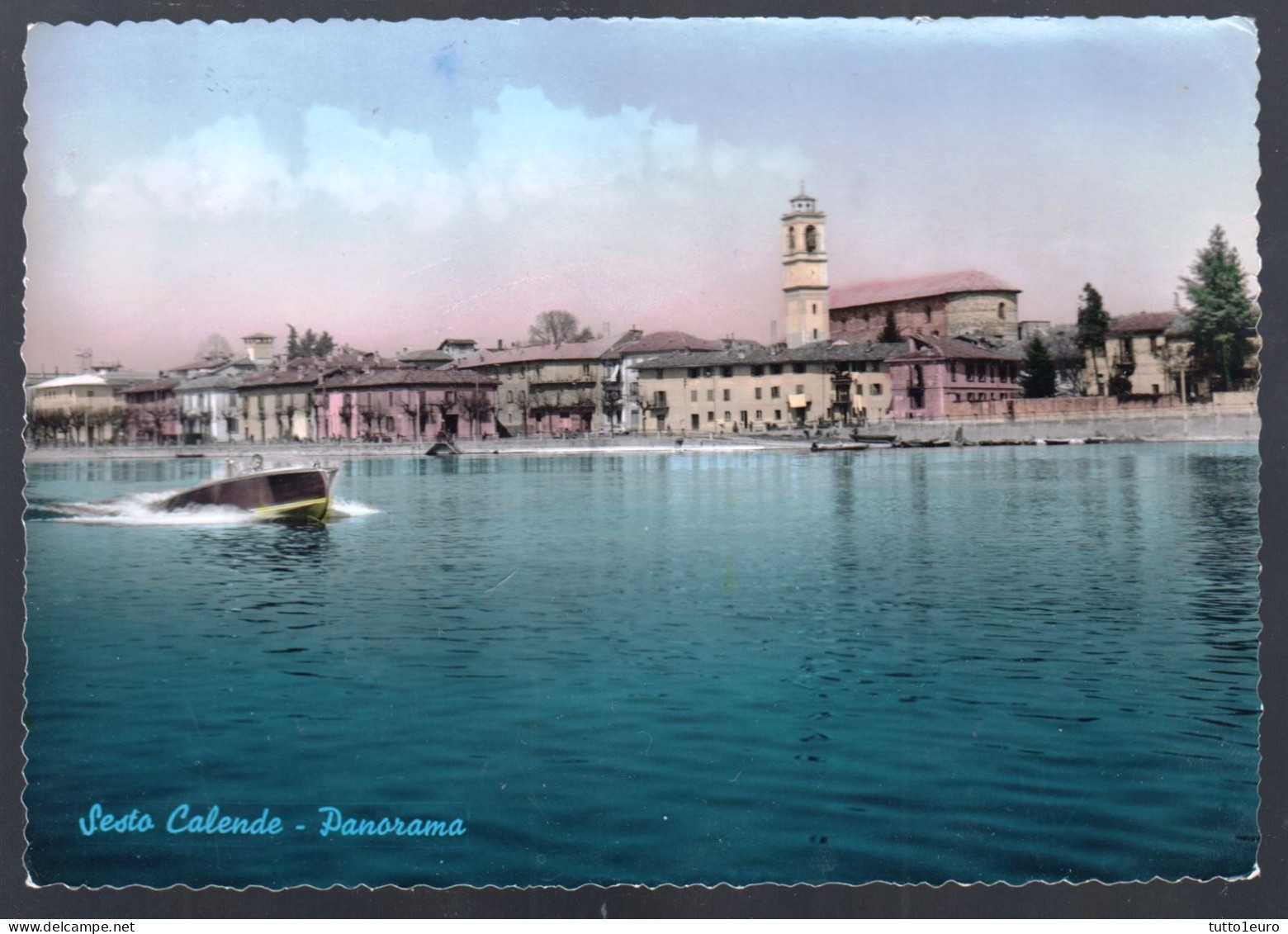 SESTO CALENDE - VARESE - 1959 -  PANORAMA CON MOTOSCAFO - Embarcaciones