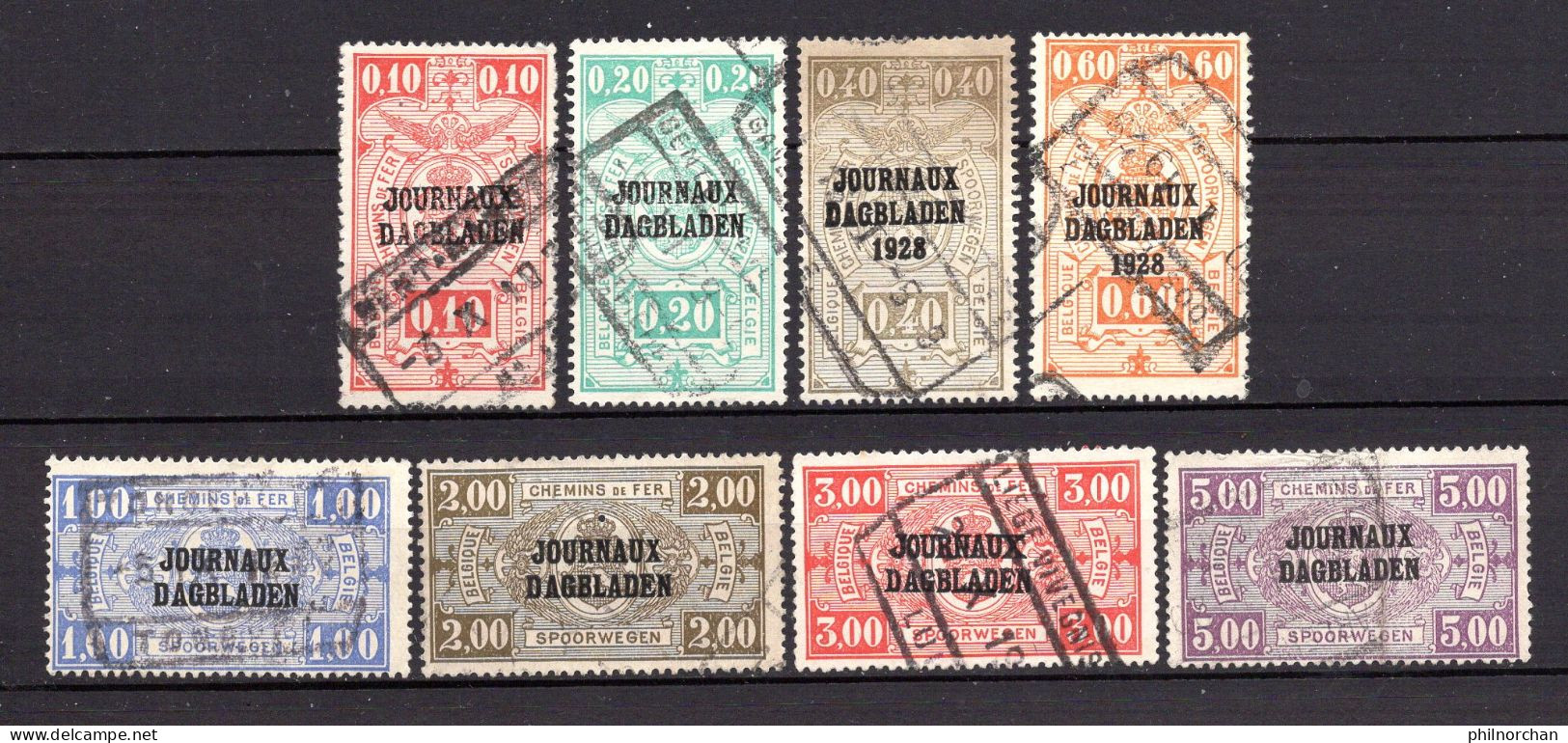 Belgique 1929,1931 Journaux Oblitérés N°3,4,19,20,26,27,28,30   0,30 €  (cote 3,10 €, 8 Valeurs) - Periódicos [JO]
