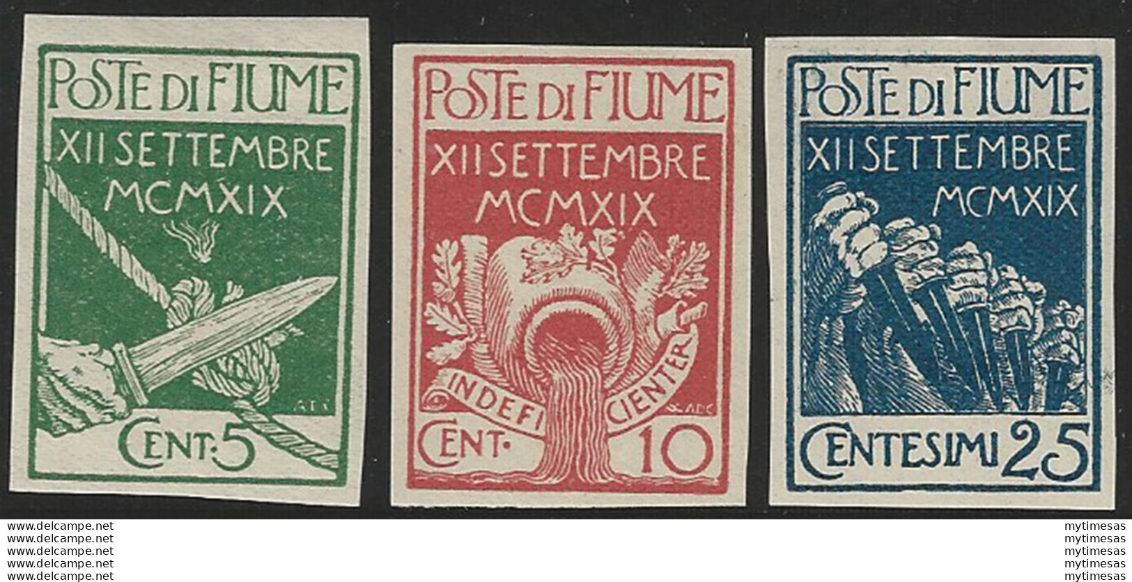 1920 Fiume Legionari 3v. ND MH Sassone N. 127b/28b+130ab € 1140,00 - Autres & Non Classés