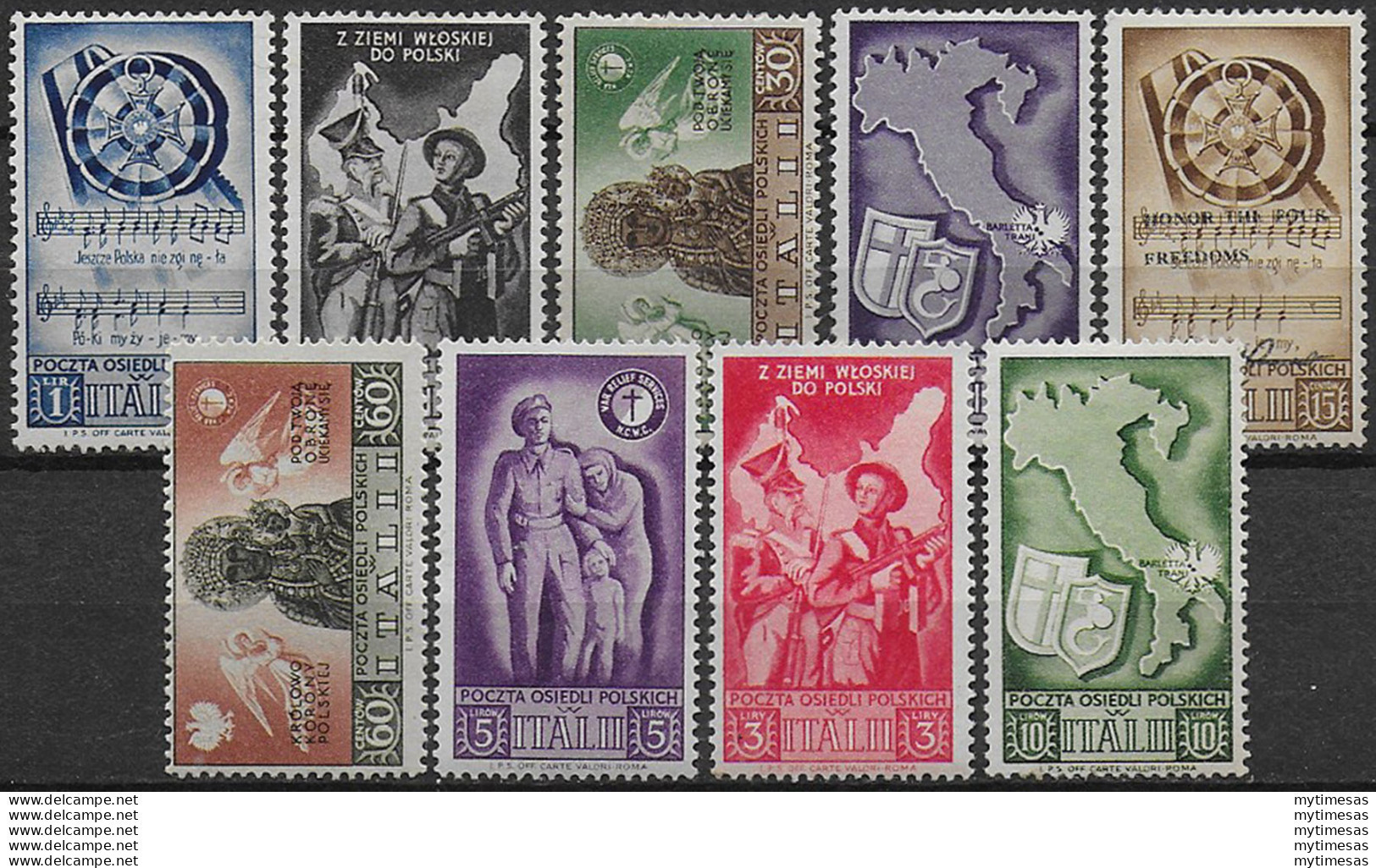 1946 Corpo Polacco Soccorso MNH Sass N. 18/26 - Otros & Sin Clasificación