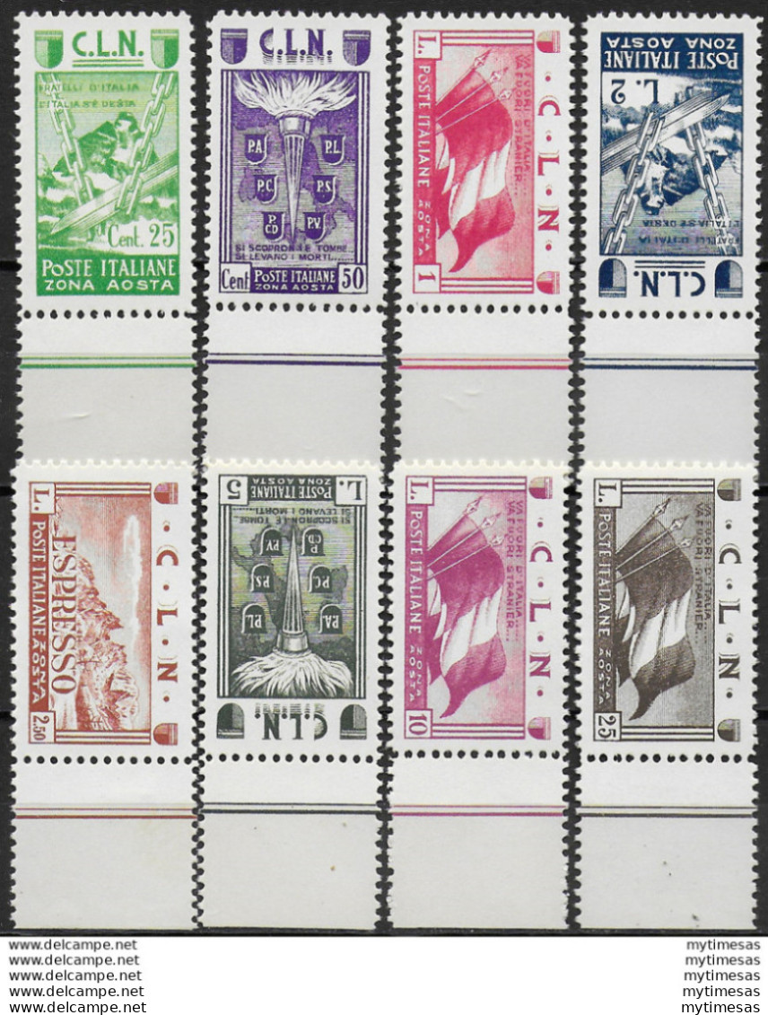 1944 Aosta C.L.N. 8v. MNH Sass. N. 9/16 - Andere & Zonder Classificatie