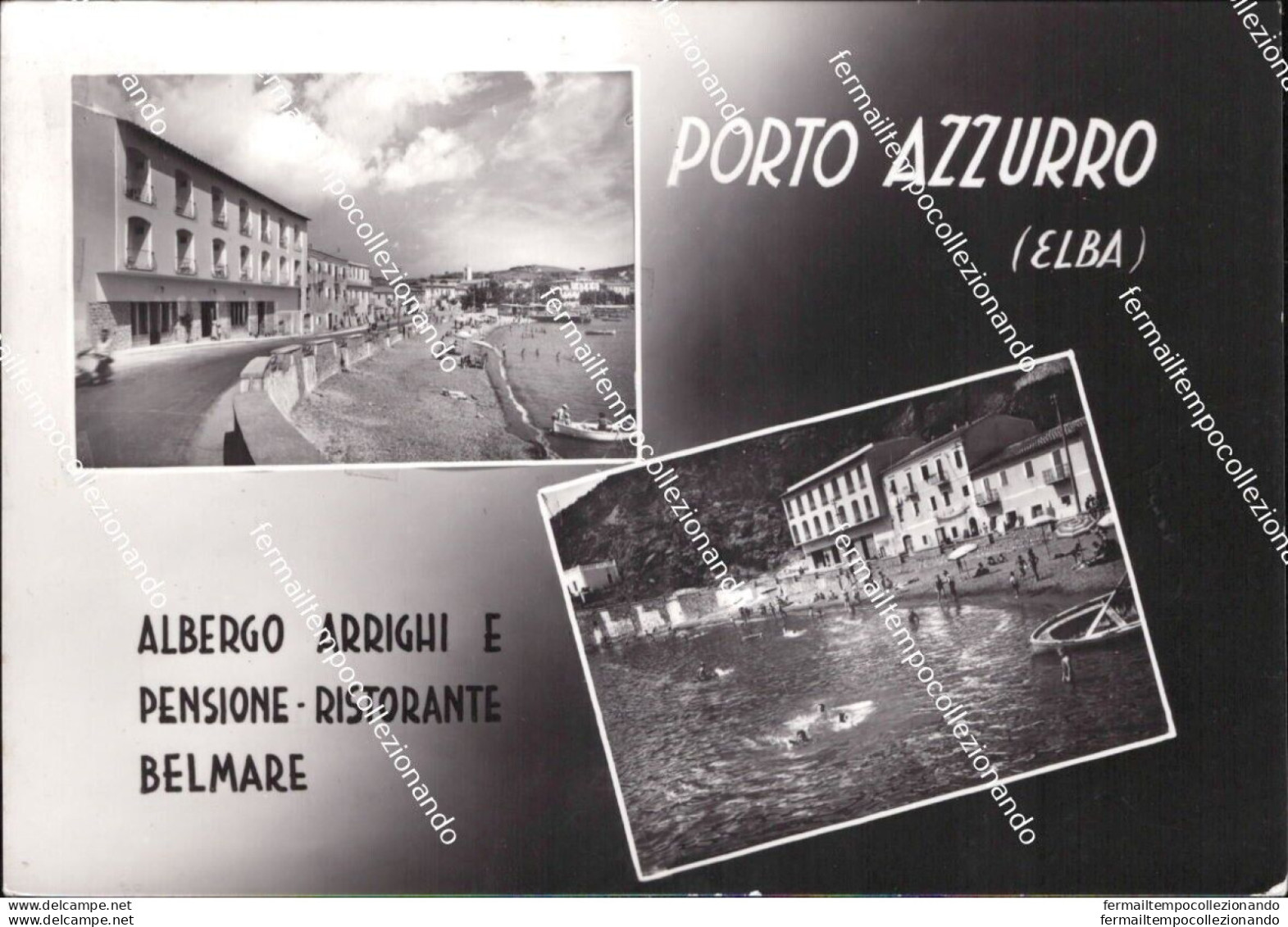 Al781 Cartolina Porto Azzurro Albergo Arrighi E Pensione Belmare Livorno - Livorno