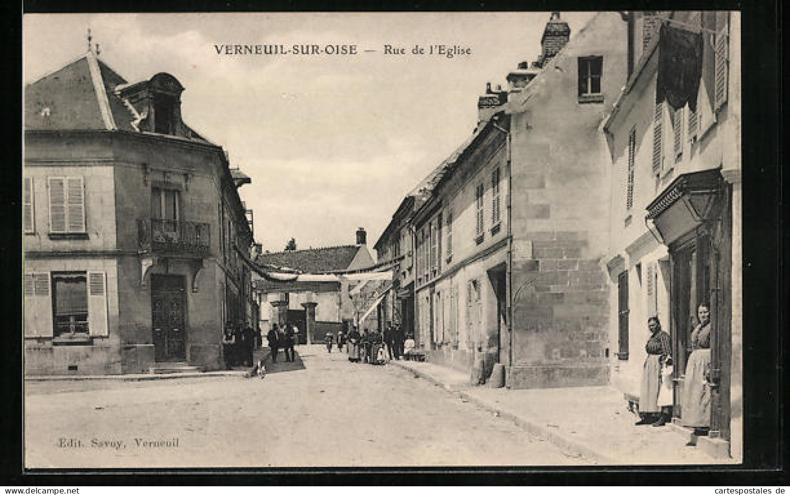 CPA Verneuil-sur-Oise, Rue De L`Eglise, Vue De La Rue  - Other & Unclassified