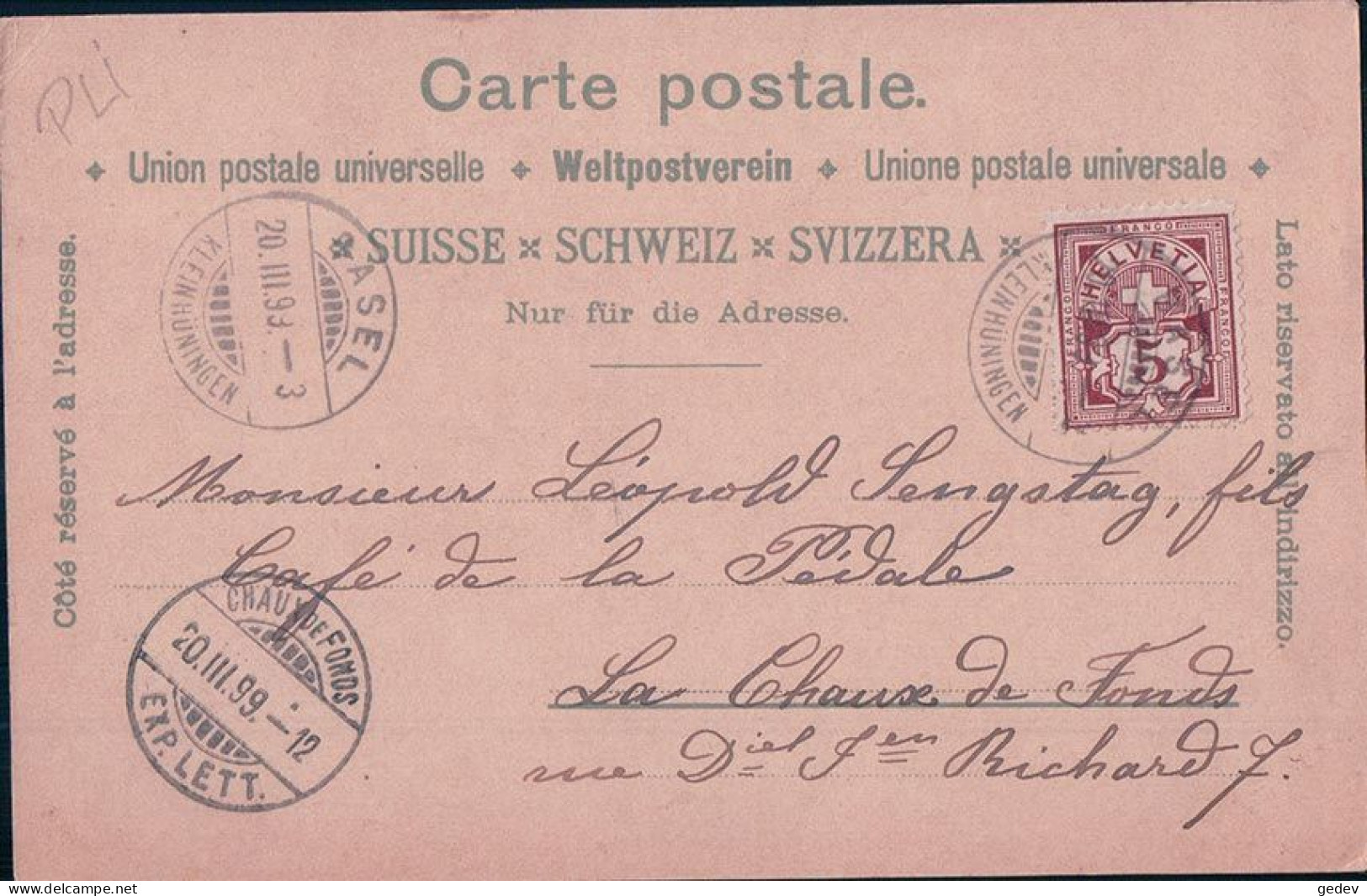 Basel, Gruss Aus Kleinhüningen, Litho 5 Vues (20.3.1899) - Basilea