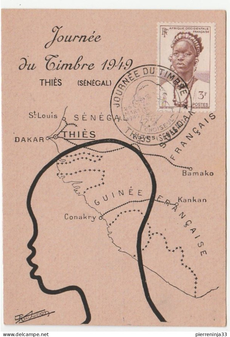 Carte Journée Du Timbre, Thiés / Sénégal, 1949 - Cartas & Documentos
