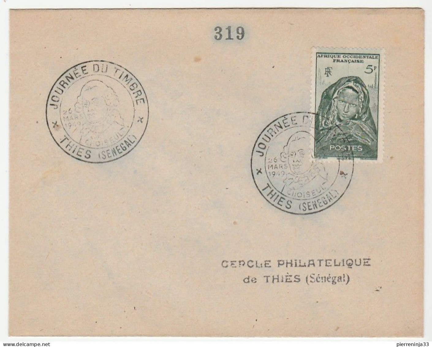 Lettre Journée Du Timbre, Thiés / Sénégal, 1949 - Covers & Documents
