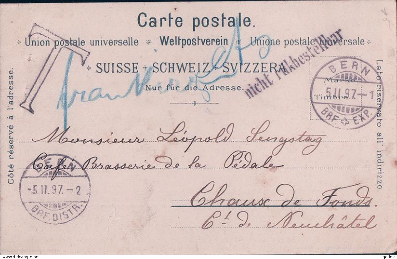Gruss Aus Bern, Litho 1897 + Cachets (5.2.1897) - Berne