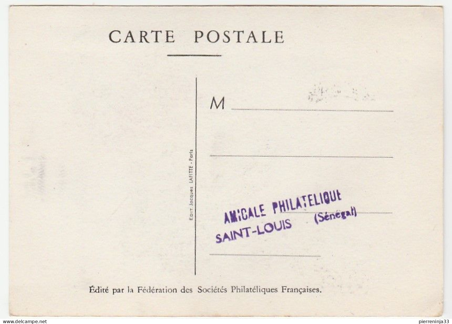 Carte Journée Du Timbre, Saint Louis / Sénégal, 1948, Diligence - Cartas & Documentos